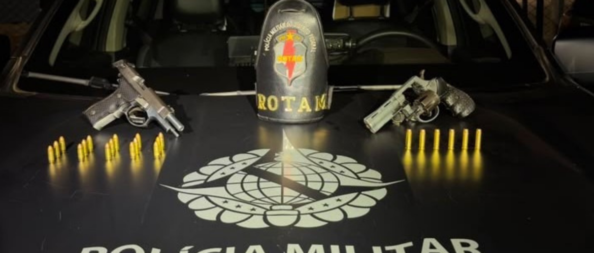 ROTAM apreende revólver com numeração suprimida e pistola 9mm em Samambaia